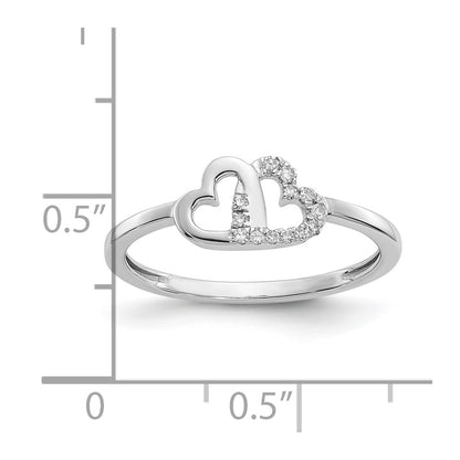 10K White Gold 10K Diamond Double Heart Ring