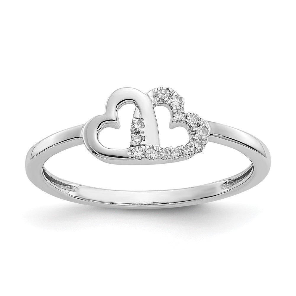 10K White Gold 10K Diamond Double Heart Ring