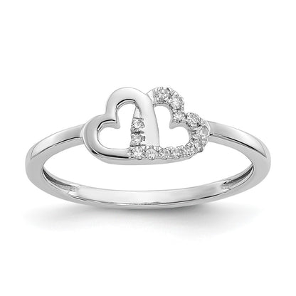 10K White Gold 10K Diamond Double Heart Ring