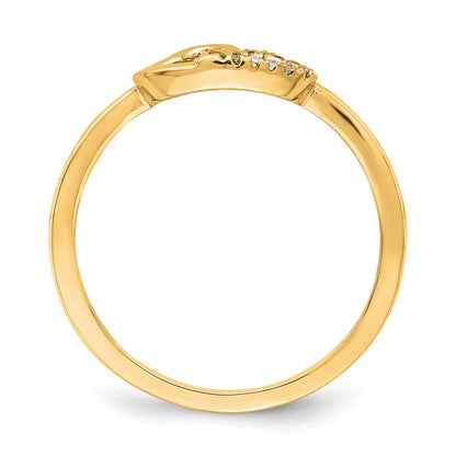 10K Yellow Gold 10K Diamond Double Heart Ring