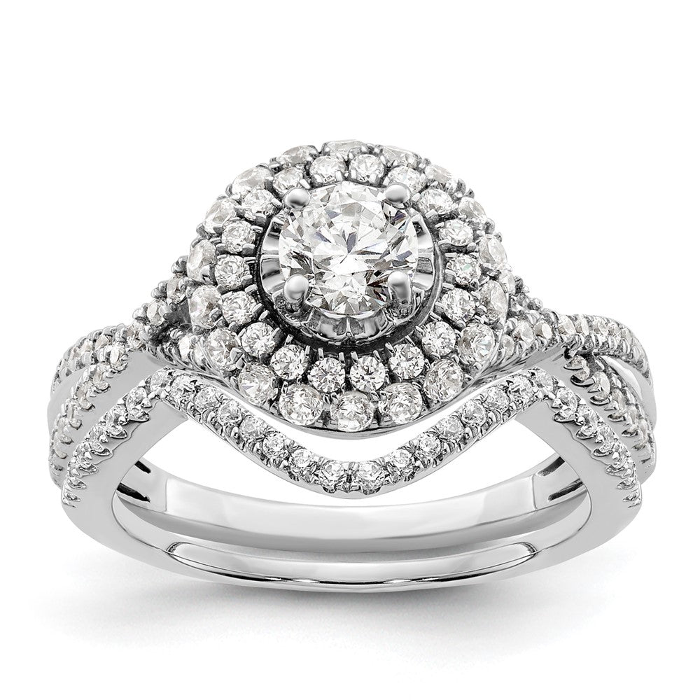 10K White Gold Eternal Promise Lab Grown VS/SI+ G+ Dia Halo Complete Ring