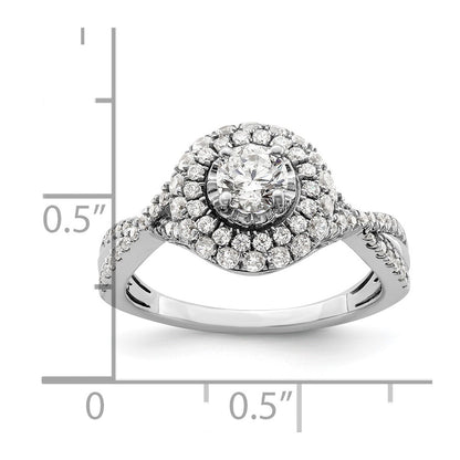 14K White Gold Eternal Promise Lab Grown VS/SI+ G+ Dia Halo Complete Ring