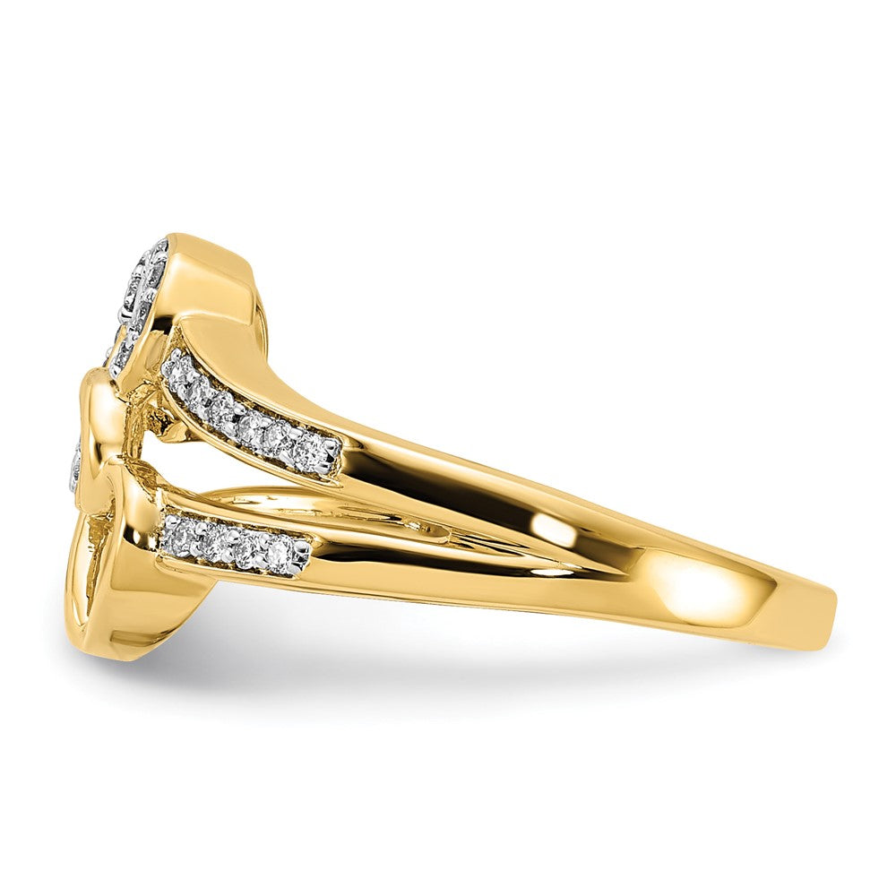 14K Yellow Gold Diamond Hearts Ring