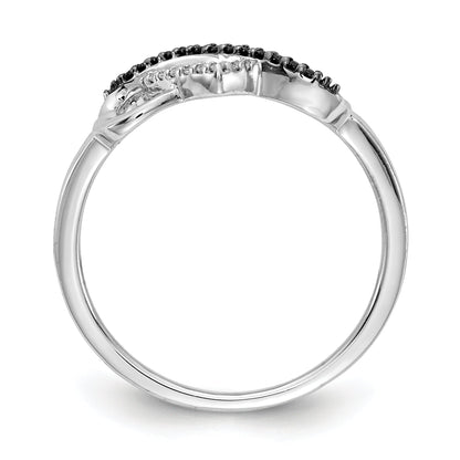 10K White Gold 10K Black And Diamond Infinity Heart Ring