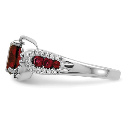 10k White Gold 1/3 Ct. Lab Grown Diamond VS/SI+ G+ and Oval Lab Created Ruby Ring