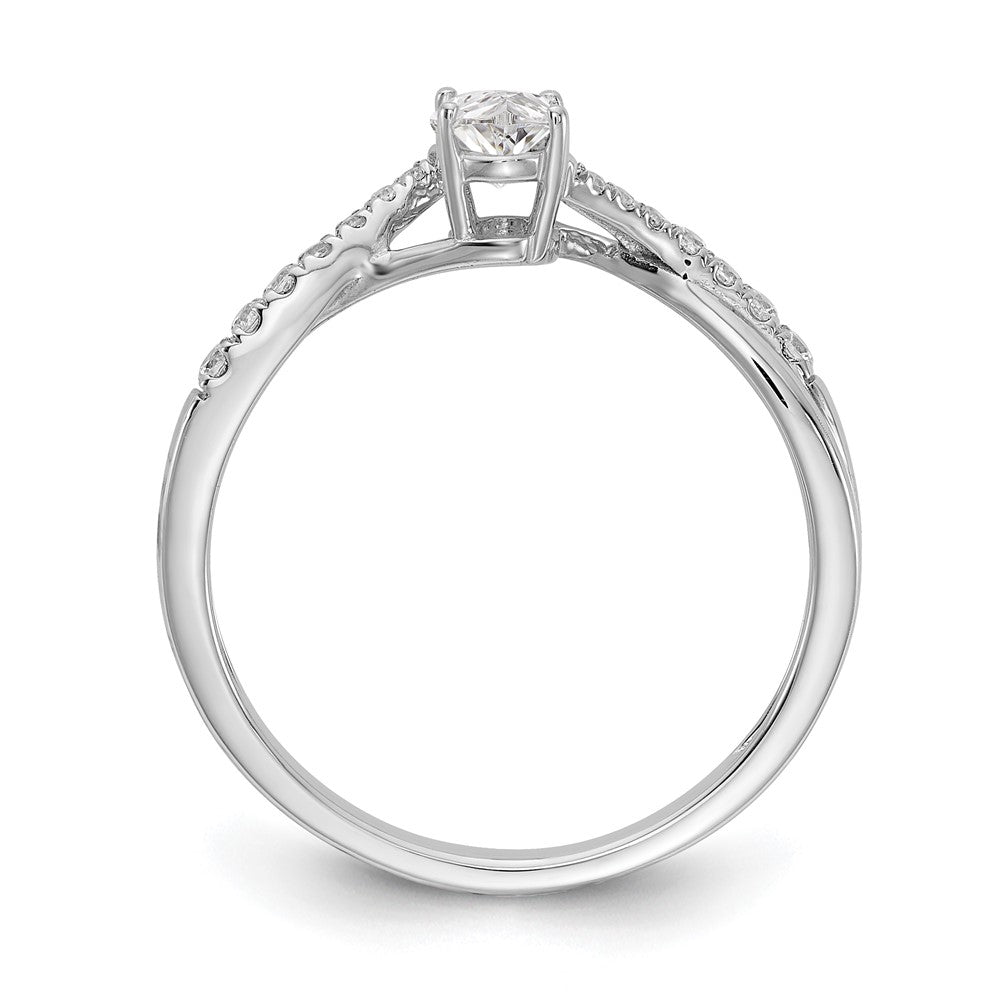 14K White Gold By Pass (Holds 3/8 Carat (5.8X3.8mm) Oval Center) 1/10 Diamond Semi Mount Engagement Ring