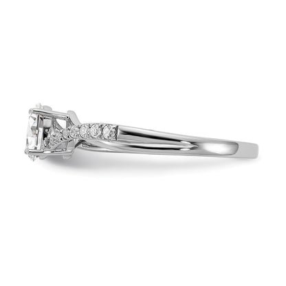 14K White Gold By Pass (Holds 3/8 Carat (5.8X3.8mm) Oval Center) 1/10 Diamond Semi Mount Engagement Ring