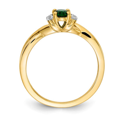 10K Yellow Gold 10K Diamond And Oval Emerald Ring