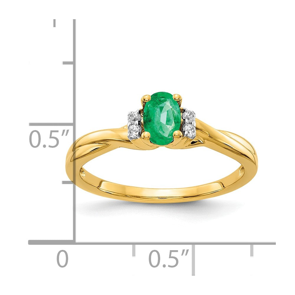 10K Yellow Gold 10K Diamond And Oval Emerald Ring