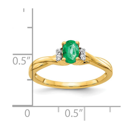 10K Yellow Gold 10K Diamond And Oval Emerald Ring