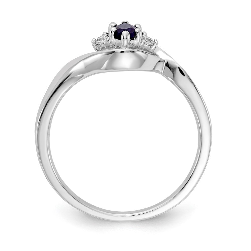 14k White Gold Real Diamond and Marquise Sapphire Ring