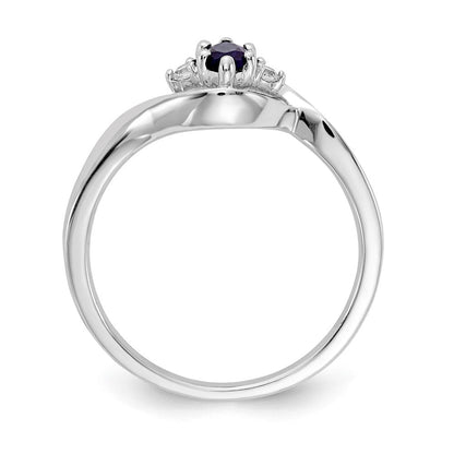 14k White Gold Real Diamond and Marquise Sapphire Ring