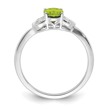10K White Gold Peridot And Diamond Ring