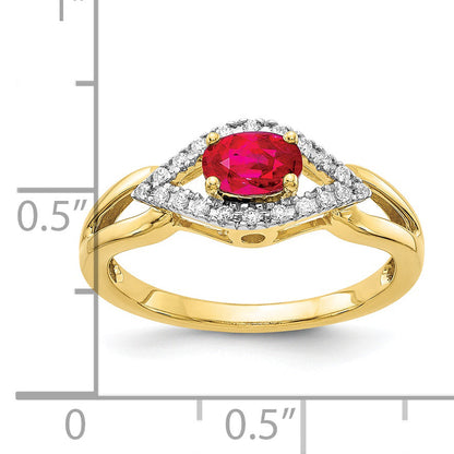 10K Yellow Gold Diamond And Ruby Ring
