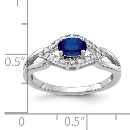 10K White Gold Diamond And Sapphire Ring