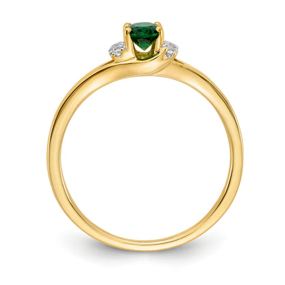 10K Yellow Gold Diamond And Oval Emerald Ring