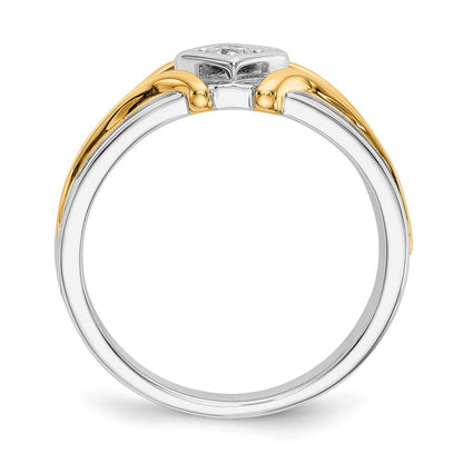 14k Two-Tone Gold Real Diamond Mens Ring