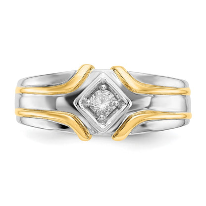 14k Two-Tone Gold Real Diamond Mens Ring