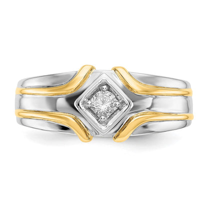 14k Two-Tone Gold Real Diamond Mens Ring