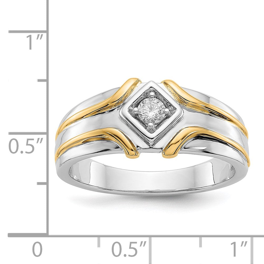 14k Two-Tone Gold Real Diamond Mens Ring