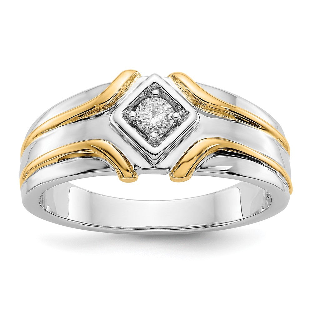 14k Two-Tone 1/6 Ct. Lab Grown Diamond VS/SI+ G+ Complete Men's Ring