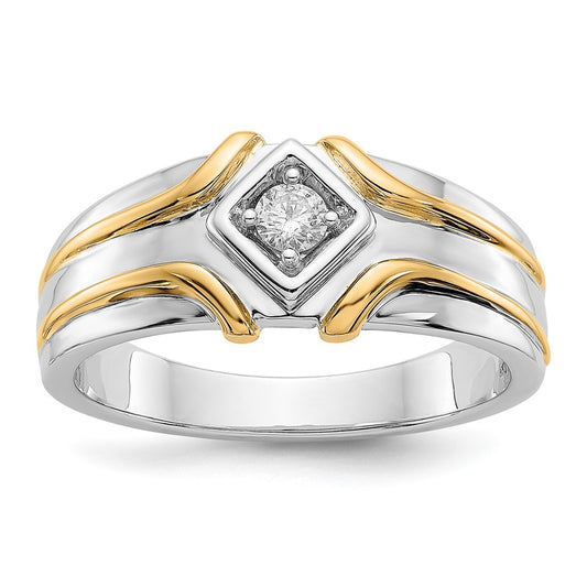 14k Two-Tone 1/6 Ct. Lab Grown Diamond VS/SI+ G+ Complete Men's Ring
