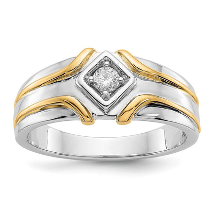 14k Two-Tone Gold Real Diamond Mens Ring