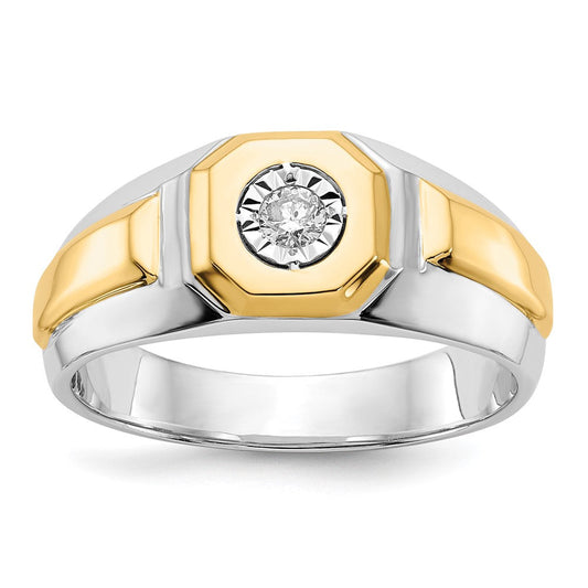 14k Two-Tone Gold Real Diamond Mens Ring