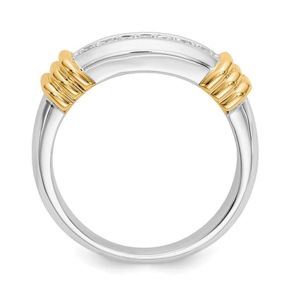 14k Two-Tone Gold Real Diamond Mens Ring