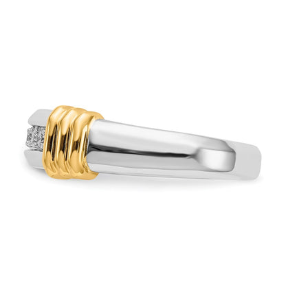 14k Two-Tone Gold Real Diamond Mens Ring