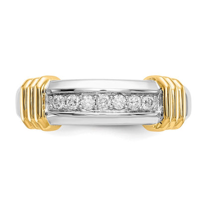 14k Two-Tone Gold Real Diamond Mens Ring