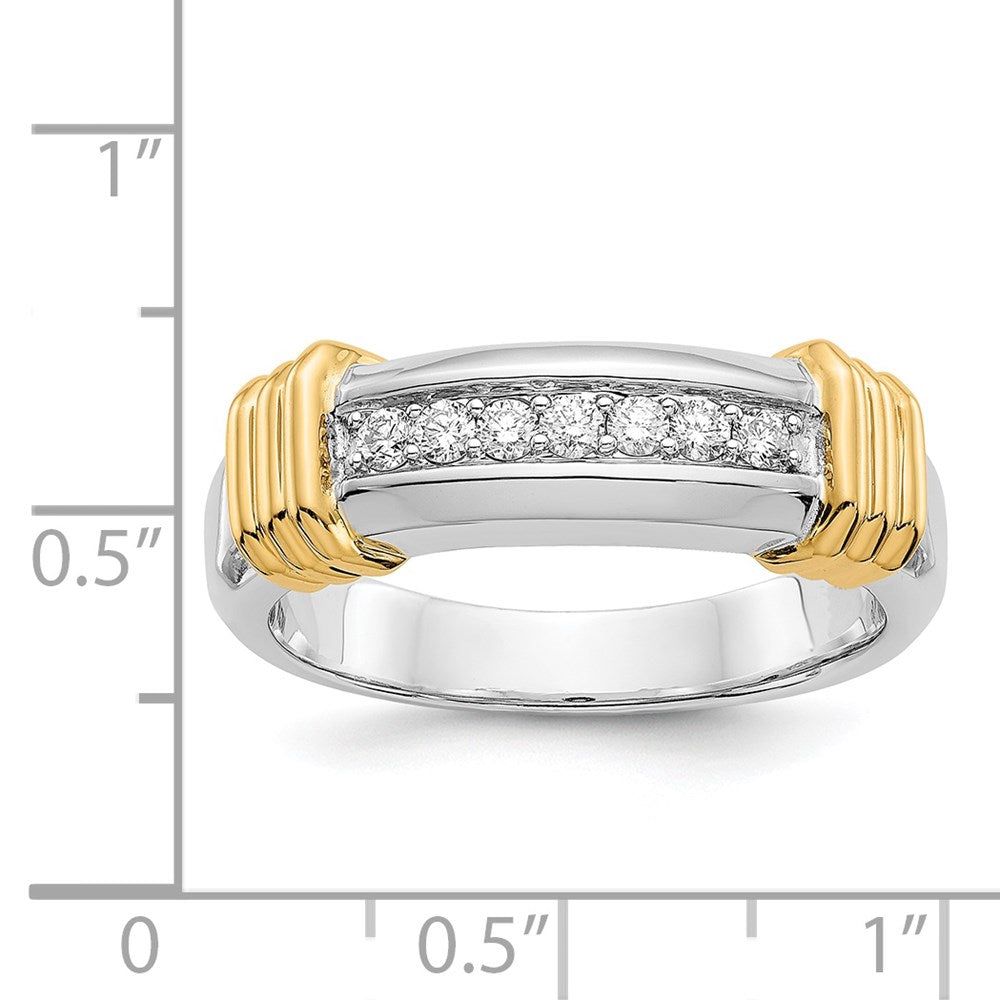 14k Two-Tone Gold Real Diamond Mens Ring