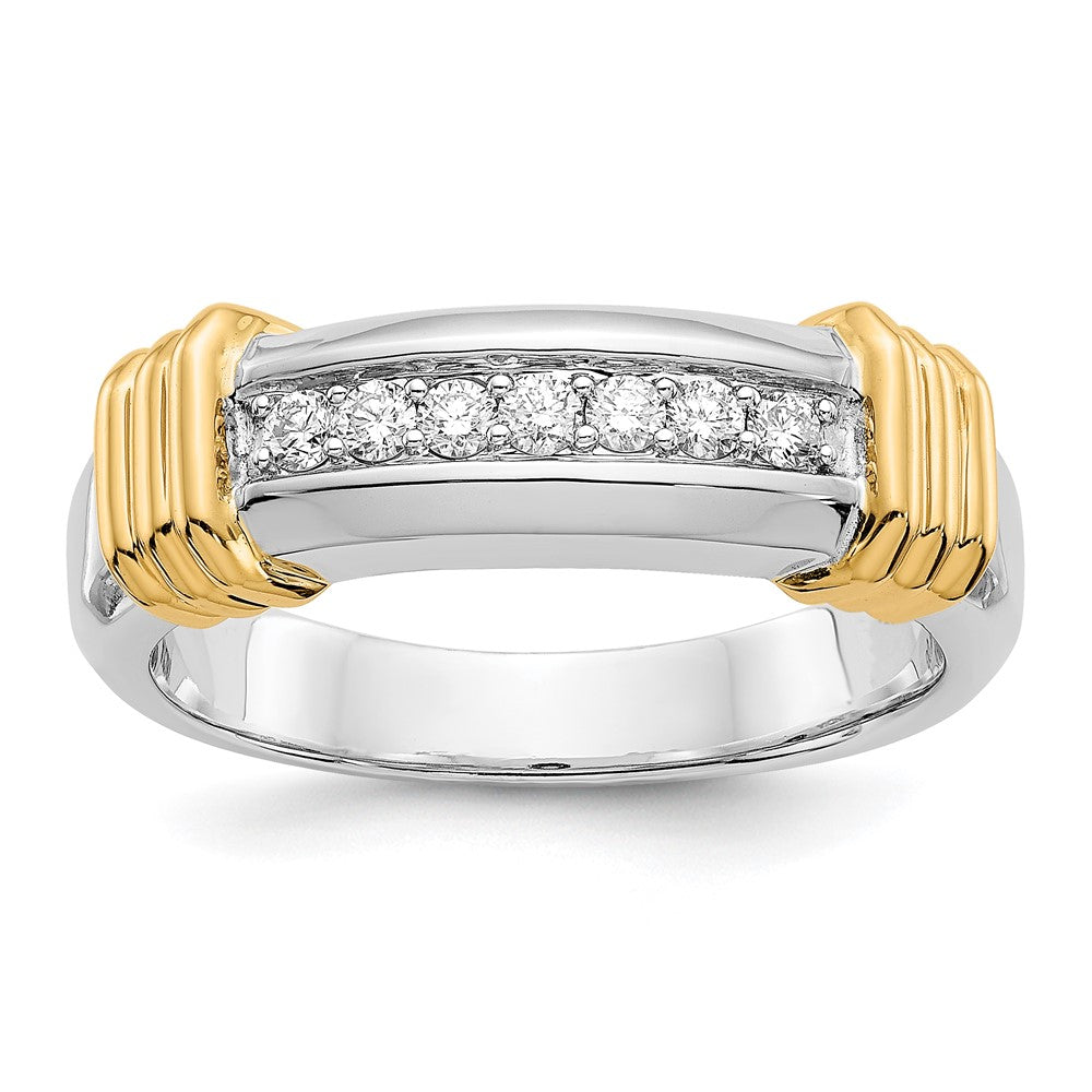 14k Two-Tone Gold Real Diamond Mens Ring