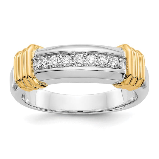 14k Two-Tone Gold Real Diamond Mens Ring