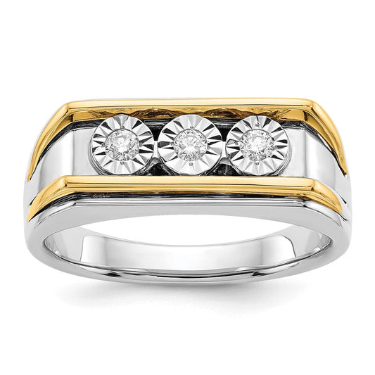 14k Two-tone Gold Real Diamond Mens Ring