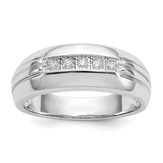 14k White Gold Real Diamond 5-stone Mens Ring