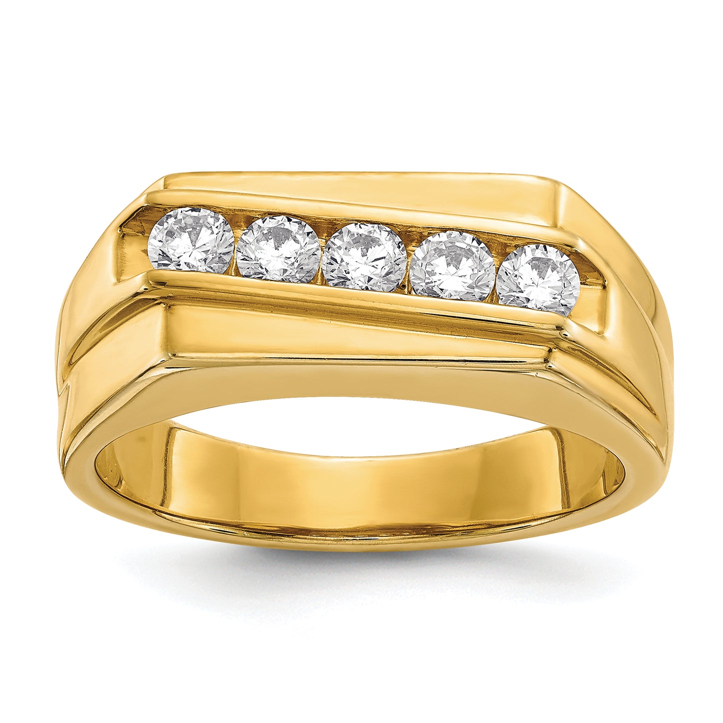 14k Yellow Gold 1/2 Ct. Lab Grown Diamond VS/SI+ G+ Five Stone Men's Ring