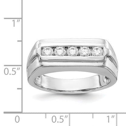 14k White Gold Real Diamond 5-stone Mens Ring