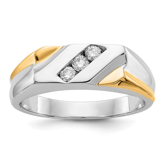 14k Two-tone Gold Real Diamond Mens Ring