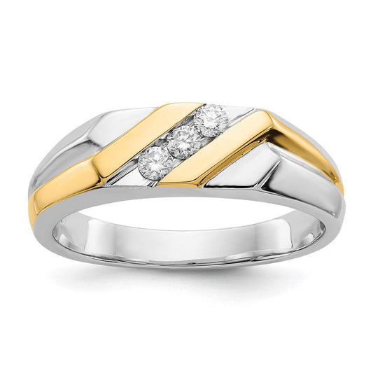 14k Two-tone Gold Real Diamond Mens Ring