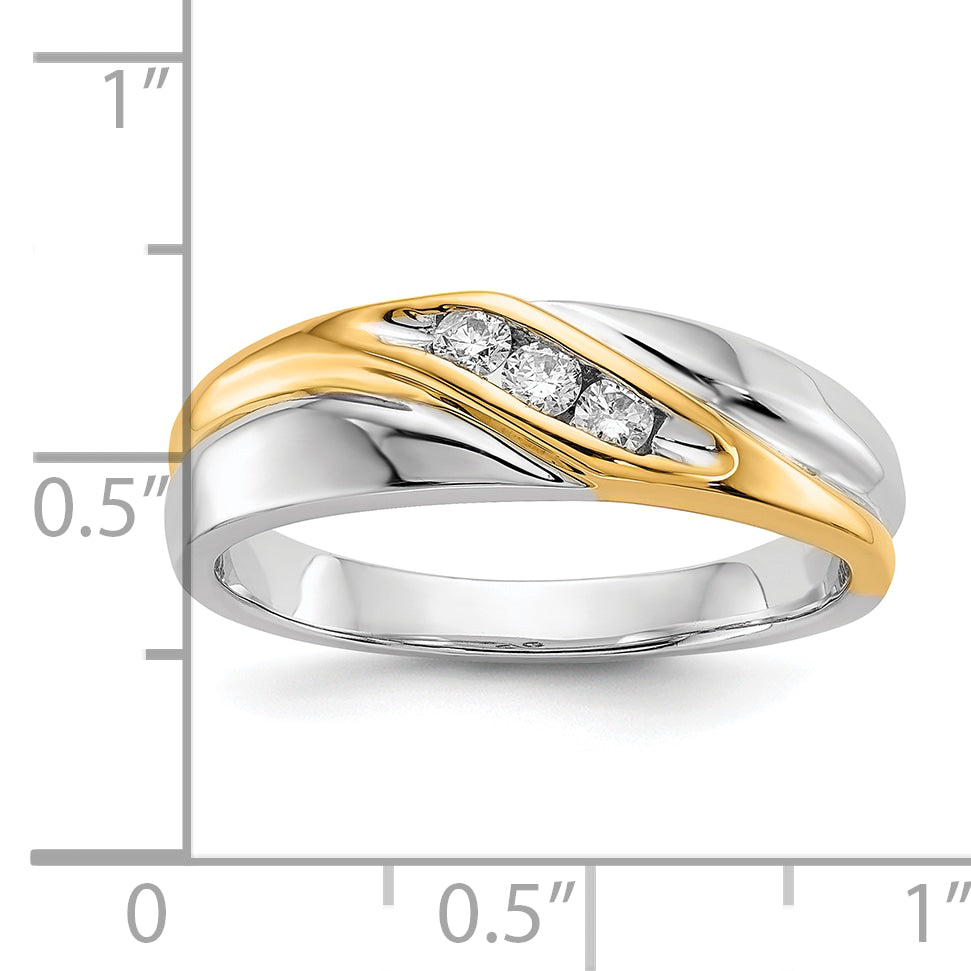 10K Two-Tone 10K Diamond Mens Ring
