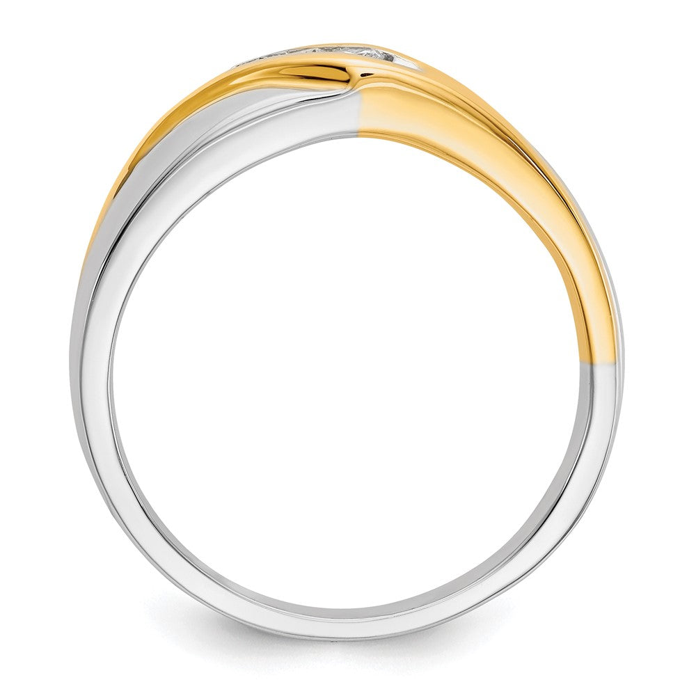 14k Two-tone  Two Tone 1/6 Ct. Lab Grown Diamond VS/SI+ G+ Four Stone Complete Men's Ring