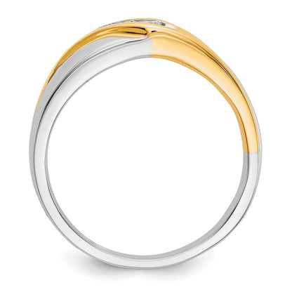 14k Two-tone  Two Tone 1/6 Ct. Lab Grown Diamond VS/SI+ G+ Four Stone Complete Men's Ring