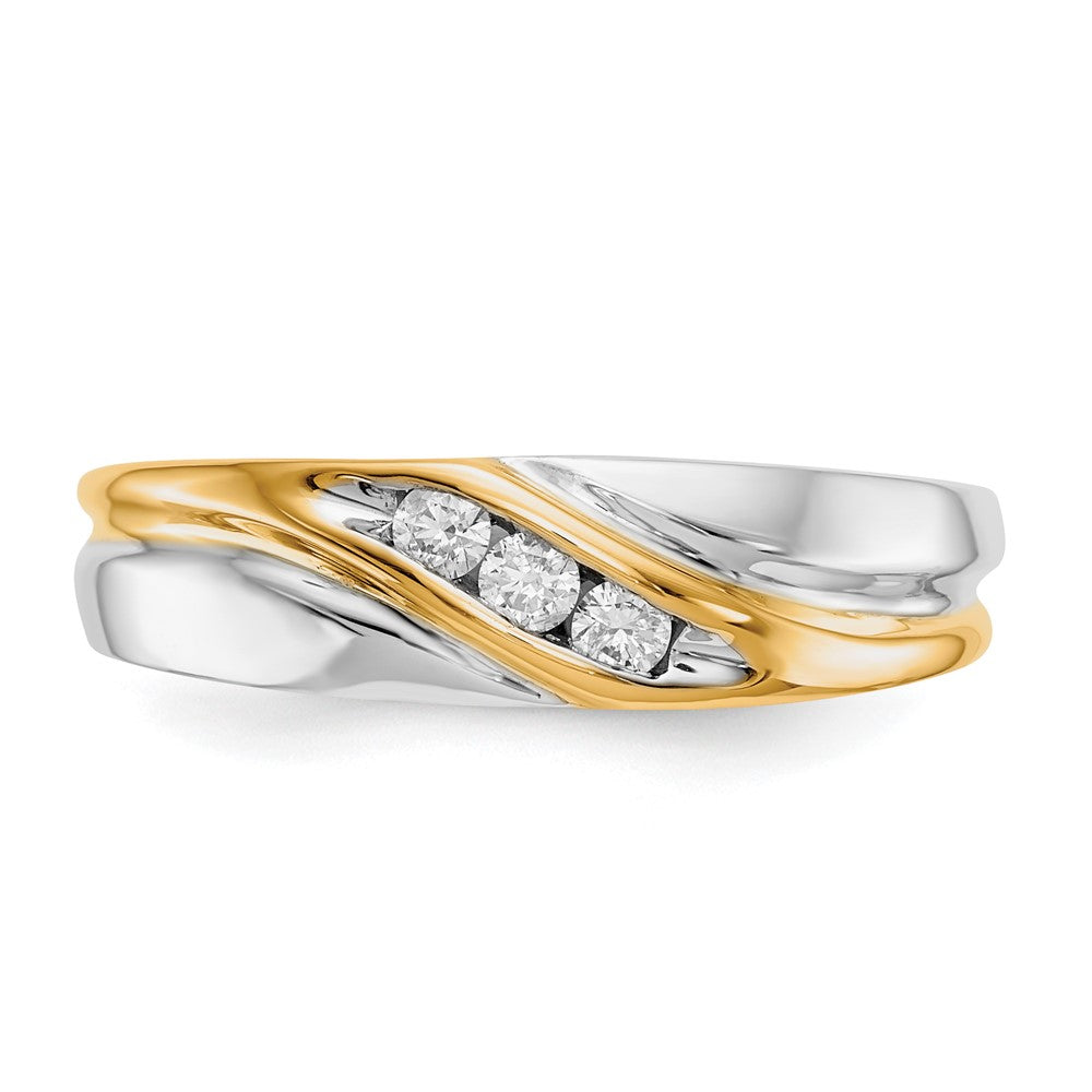 14k Two-tone  Two Tone 1/6 Ct. Lab Grown Diamond VS/SI+ G+ Four Stone Complete Men's Ring