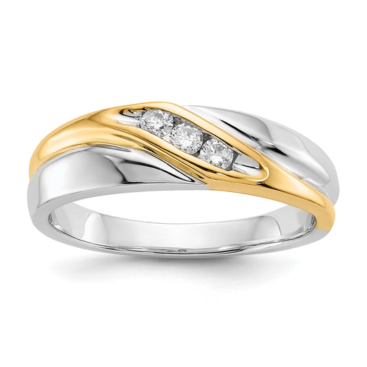 14k Two-tone Two Tone 1/6 Ct. Lab Grown Diamond VS/SI+ G+ Four Stone Men's Ring