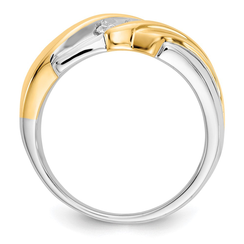 14k Two-Tone Gold Real Diamond Mens Ring