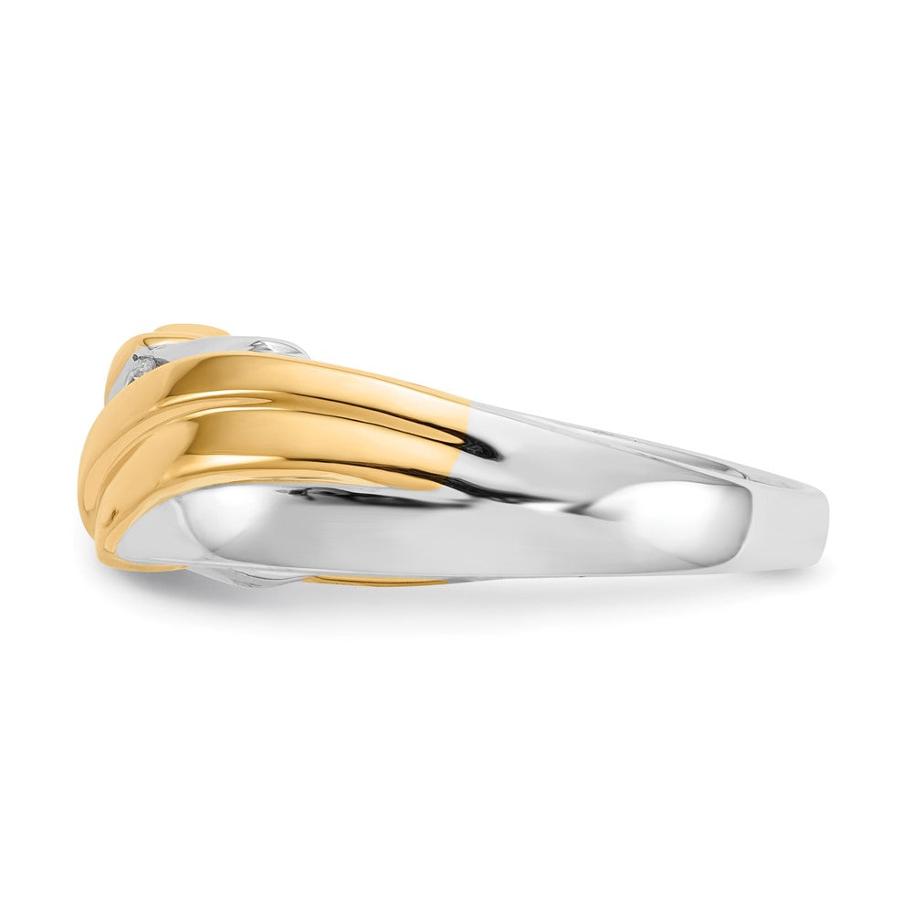 14k Two-Tone Gold Real Diamond Mens Ring