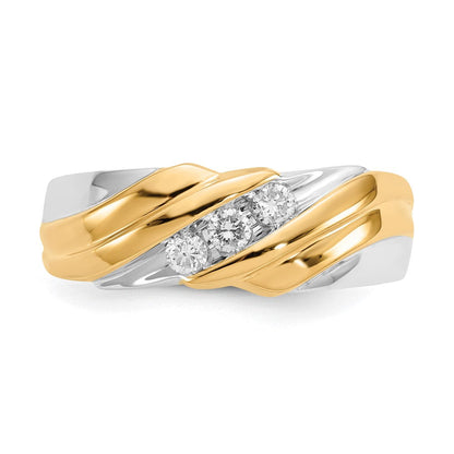 14k Two-Tone Gold Real Diamond Mens Ring
