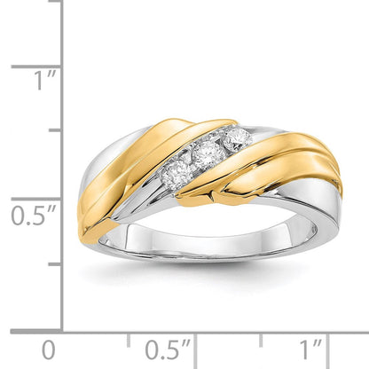 14k Two-Tone Gold Real Diamond Mens Ring