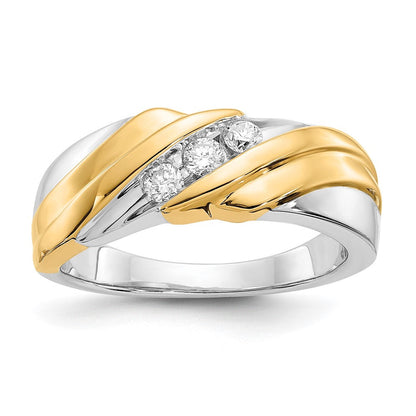 14k Two-Tone Gold Real Diamond Mens Ring